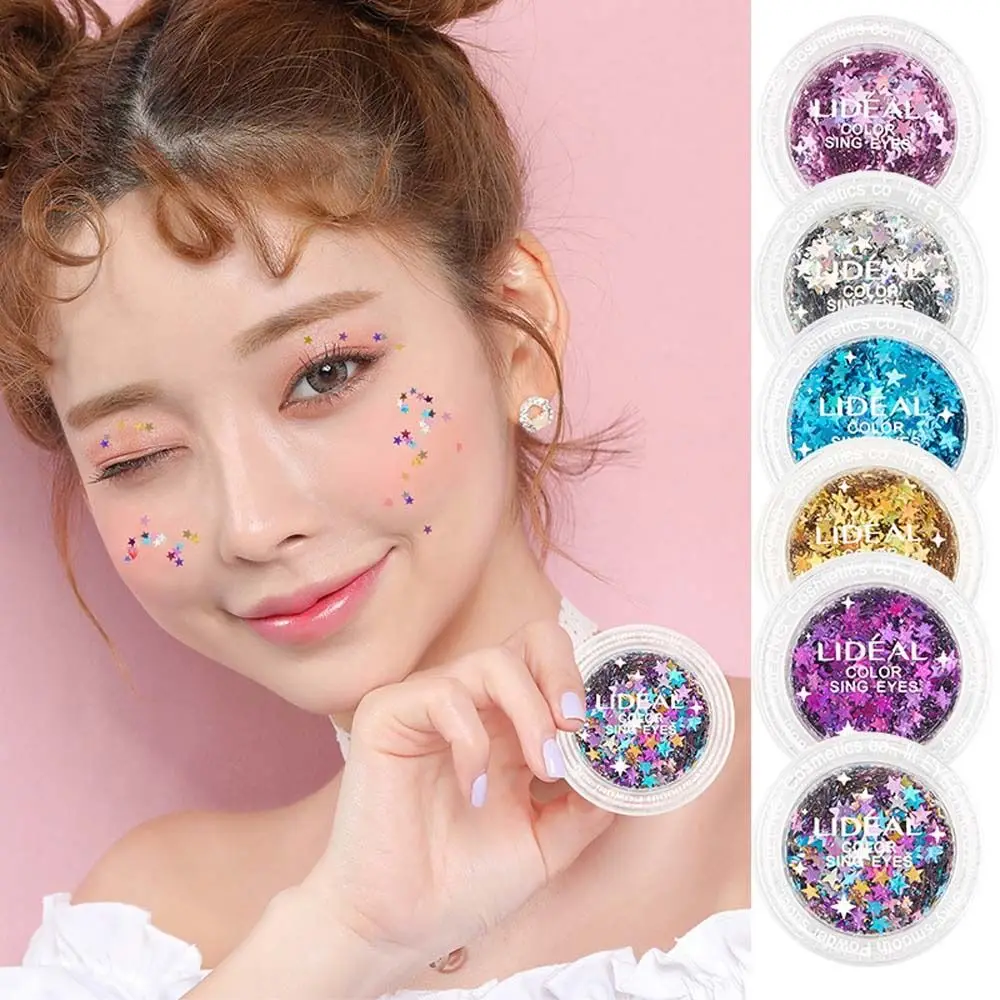 อุปกรณ์เสริมอายแชโดว์เลื่อม Pentagram DIY เครื่องประดับเล็บเล็บ Glitter Flakes Face Sequins เล็บ Eye Highlight Powder