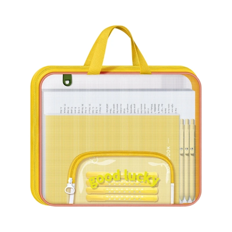  Portable Mesh File Case Compartments Handle Organizing Work Study Materials Efficient Classification Systems