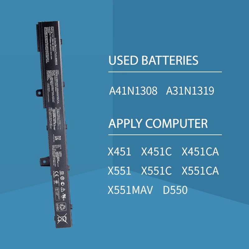 Somi a31n1319バッテリーforasus、x551C、x551ca、x551m、a41n1308、0b110-00250100m、x45li9c、YU12008-13007D、x451ca、x551ca