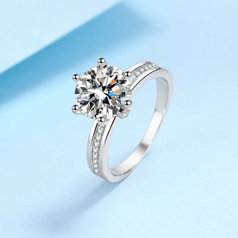 

BR 9mm 925 Pure Silver Moissanite Ring Luxury Fashion Gift Ring D VVS1 Moissanite Fine Jewelry
