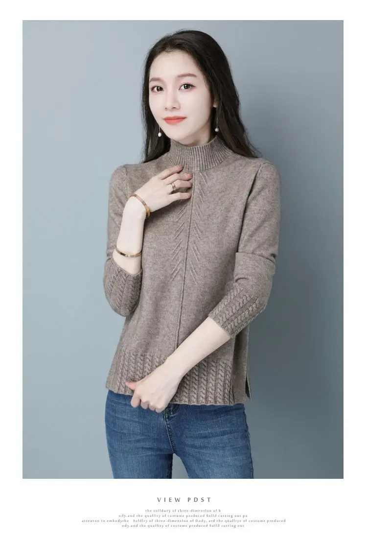 Cashmere Sweater One-Line Ready-To-Wear Ladies Pullovers Casual Loose Knit Sweater Autumn New Tops Female Inside Jumper D18