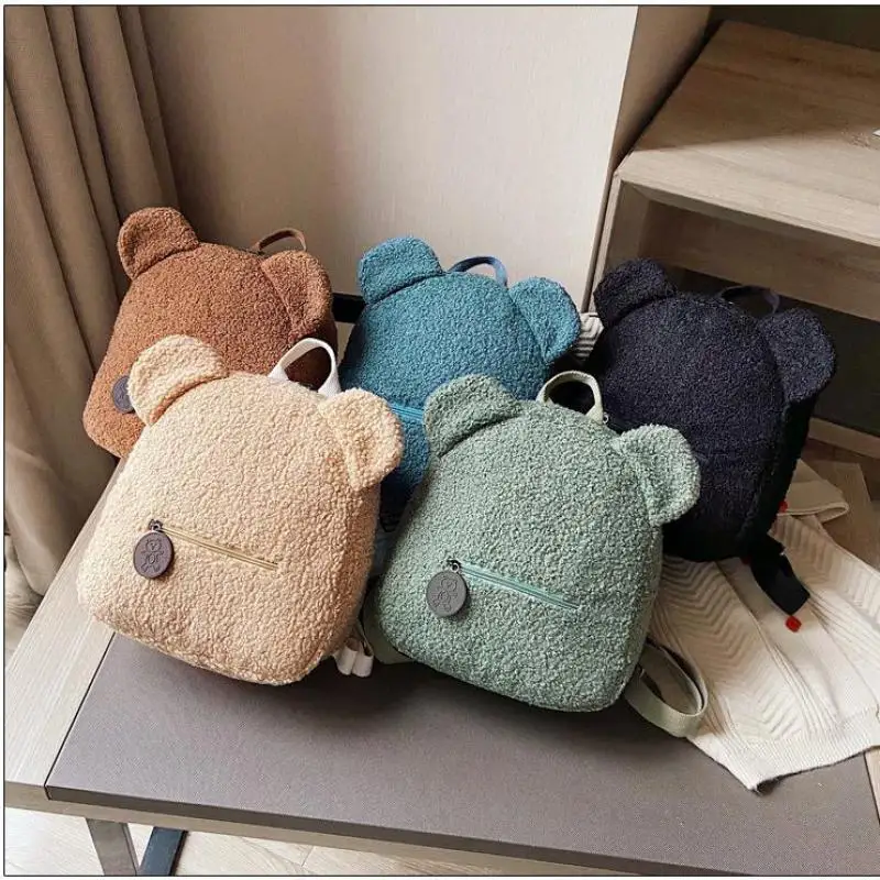 Petit sac à dos en peluche ours mignon pour enfants, sacs à dos de dessin animé pour bébé, cartable pour garçons et filles