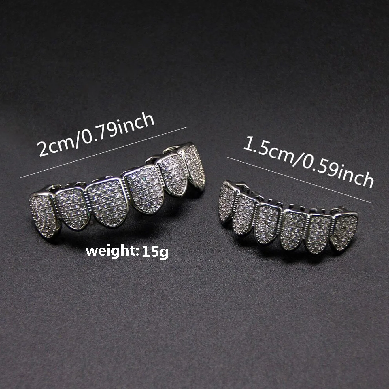 Neue Heiße Bling Bling Iced Out Zähne Grillz Hip Hop Top & Bottom Grills Dental Mund Punk Zähne Kappen Cosplay party TG137