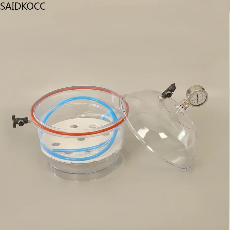 250MM Polycarbonate Plastic Vacuum Dryer Laboratory Dryer Transparent Vacuum Drying Apparatus Double Valve With Pressure Gauge