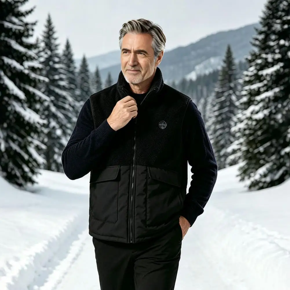 Lightweight USB Heated Vest For Men, Electric Waistcoat With Stand Collar Pockets, 3 Heat Levels Winter Hunting Skiing