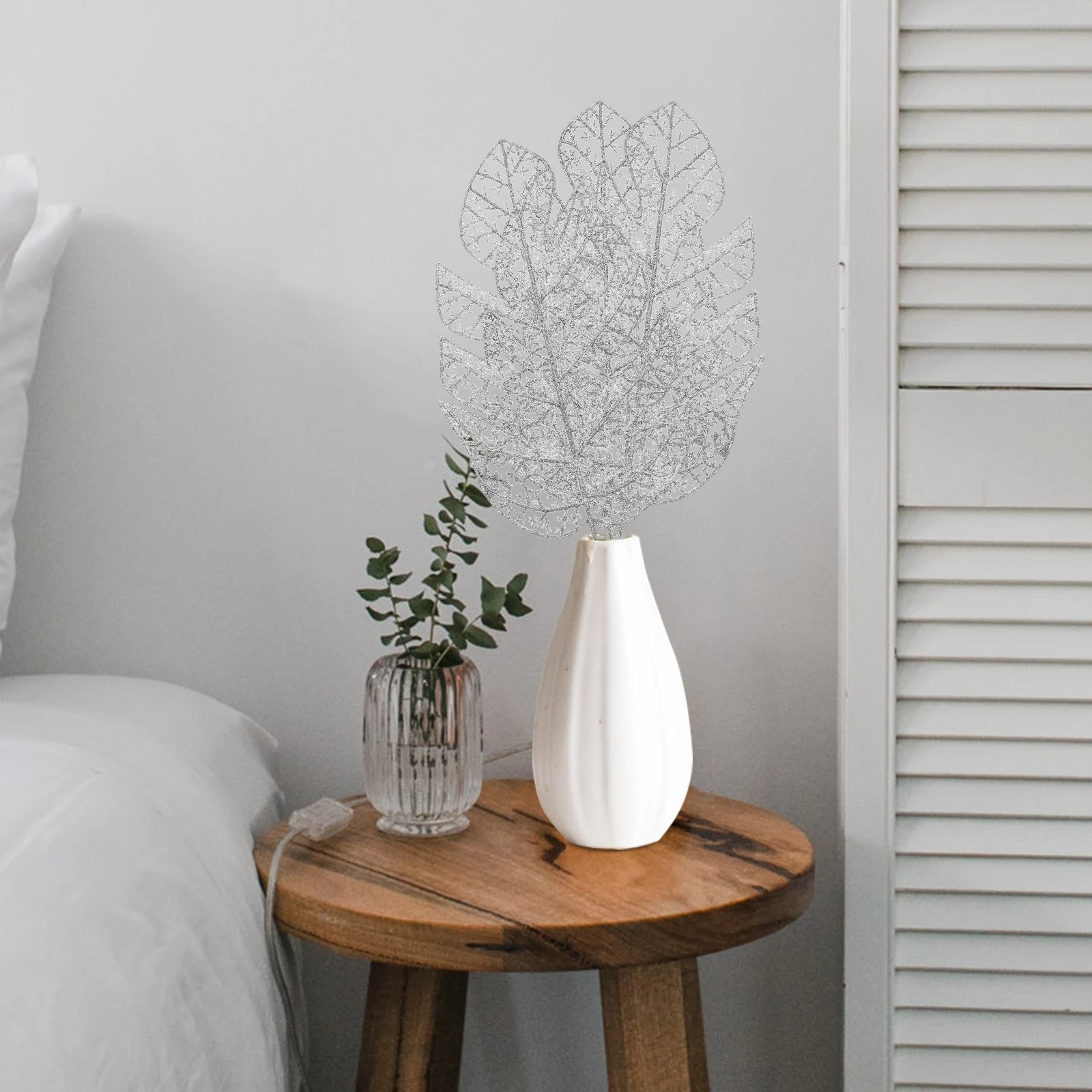 

10pcs Artificial Leaves For Christmas Diy Flower Arrangement Xmas Fake Party Leaf Decor Glitter Leaf Home Decoration