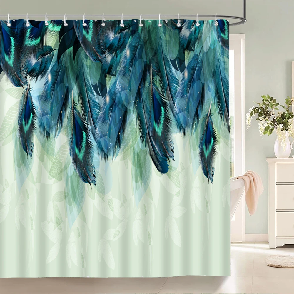 

Beautiful Colorful Feather Shower Curtain,Simple And Fashionable Waterproof Home Bathroom Decor Shower Curtain 180X200CM
