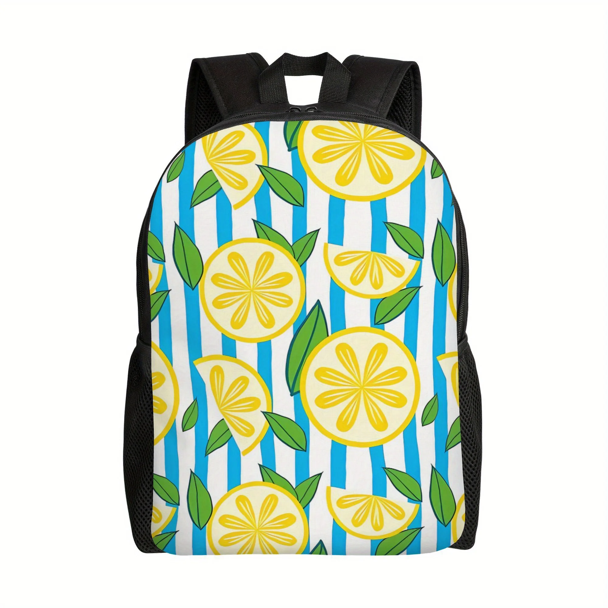 Mochila con estampado de limones para hombre - Bolsa de gran capacidad para la escuela, viajes y gimnasio con diseño de rodajas - Ligera y duradera
