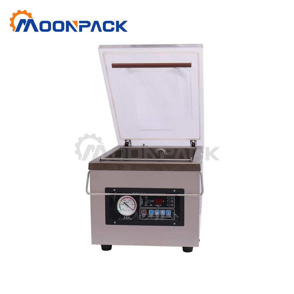 

Moonpack DZ-260T Aluminum Foil Packing Vacuum Sealing Machine Meat Fish Freshness Preservation Bag Pouch