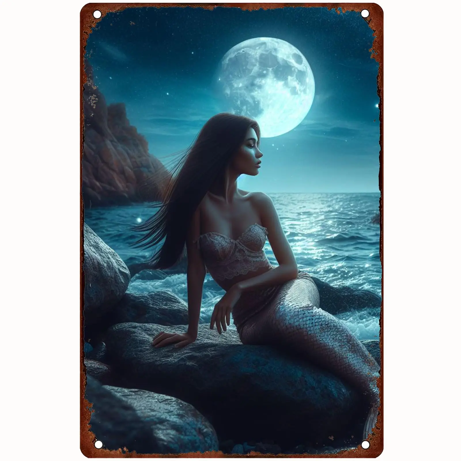 Pin Up Girl Vintage Metal Signs Funny Mermaid Wall Art Decor Sexy Girl Poster Man Cave Bar Pub Garage Clubs Decorations Bathroom