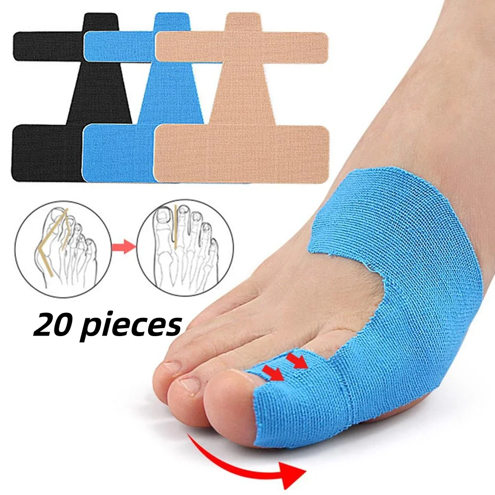 20Pcs Precut Kinesiology Tape for Bunion,Bunion Corrector & Relief,Big Toe Support Pain Relief,Hypoallergenic Latex-Free Tape