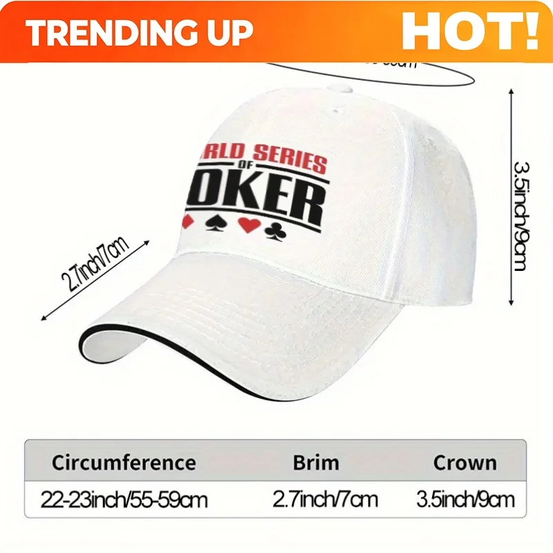 A Versatile Baseball Cap Related to The 'WORLD SERIES OF POKER', Lightweight Printed Women'S Hat, 'POKER' Men'S Sun Hat, Perfect