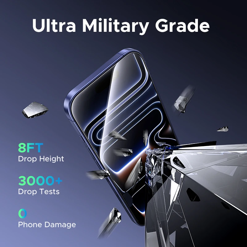 UGREEN 2-pack tempered glass screen protectors, compatible with iPhone 17/16/15/14/13, HD clarity protection 3