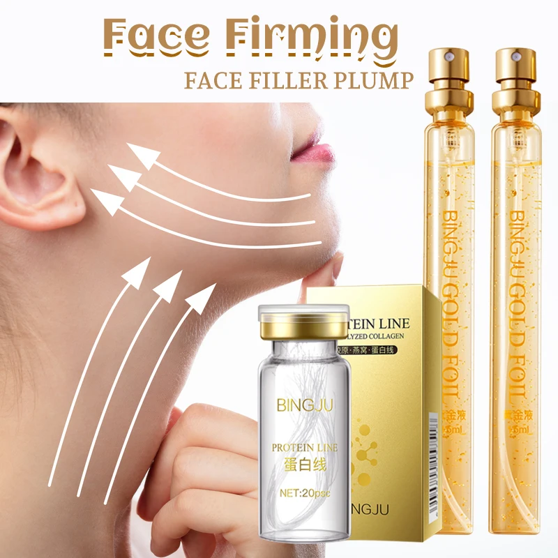 

Collagen Thread Face Lifting Moisturizing Anti-wrinkle Gold Foil Serum Instant Absorbable Protein Lines Anti-aging Skin Care Set