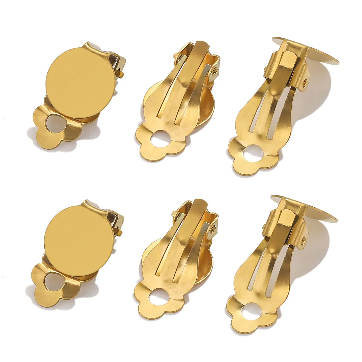 

20 шт., круглые плоские зажимы для ушей из нержавеющей стали, кабошон, ободок, лоток для сережек, зажимы 8/10/12/14 мм, аксессуары для изготовления ювелирных изделий своими руками