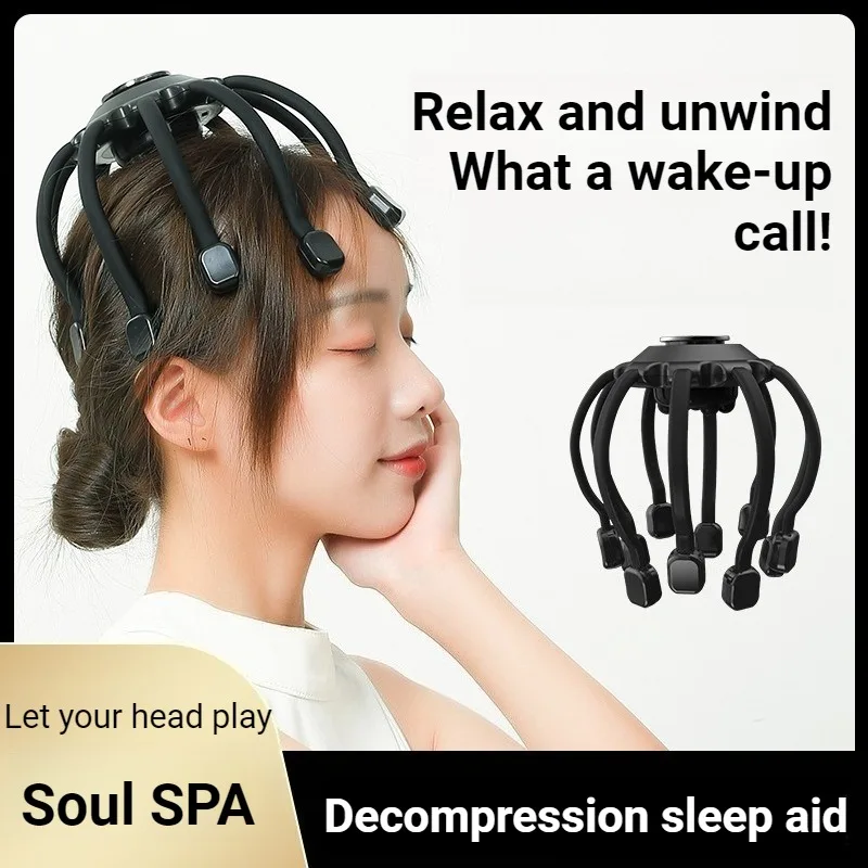 Silicone Small Scalp Massagers Bionic Vibration Low-noise Bluetooth Octopus Electric Head Massager Wireless Deep Massage Device