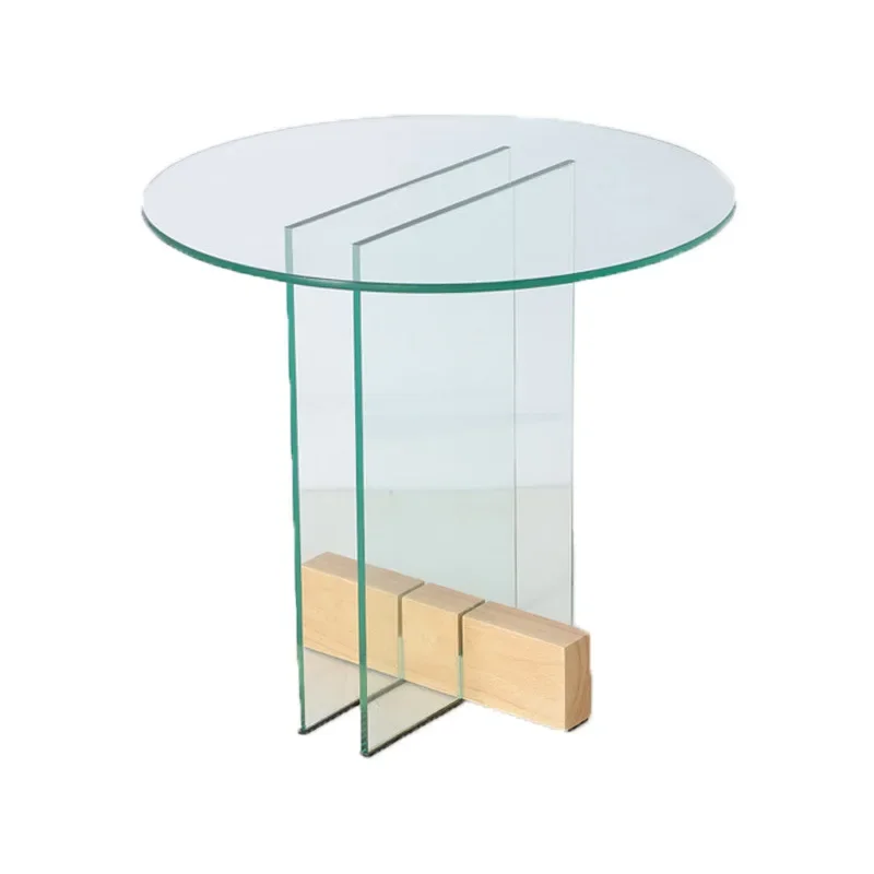 

Скандинавский стеклянный журнальный столик, круглый приставной столик для небольшой квартиры, миниатюрный прозрачный круглый столик для дома
