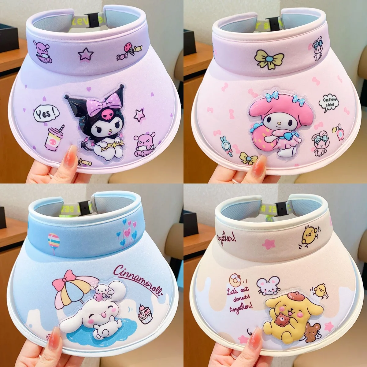 

Оригинальная детская шапка Hello Kitty Sanrio Kuromi Stitch мультяшная шляпа от солнца летняя Защита от солнца с защитой от УФ-лучей Пустой Топ Солнцезащитная шляпа подарок для девочек