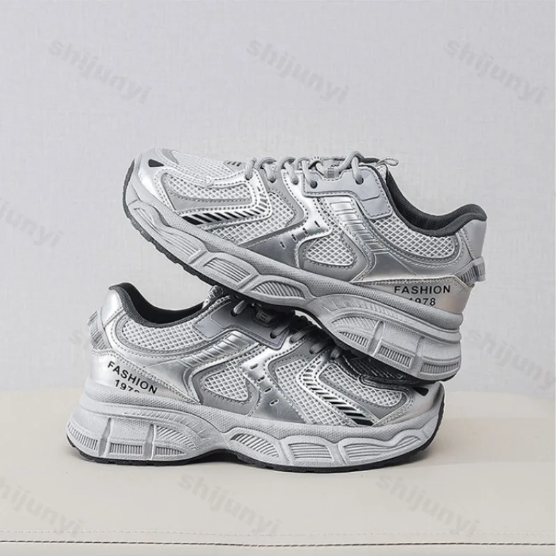 Women's Casual Platform Sneakers, Breathable Mesh Upper, Thick Sole, Korean Style_voghion.com