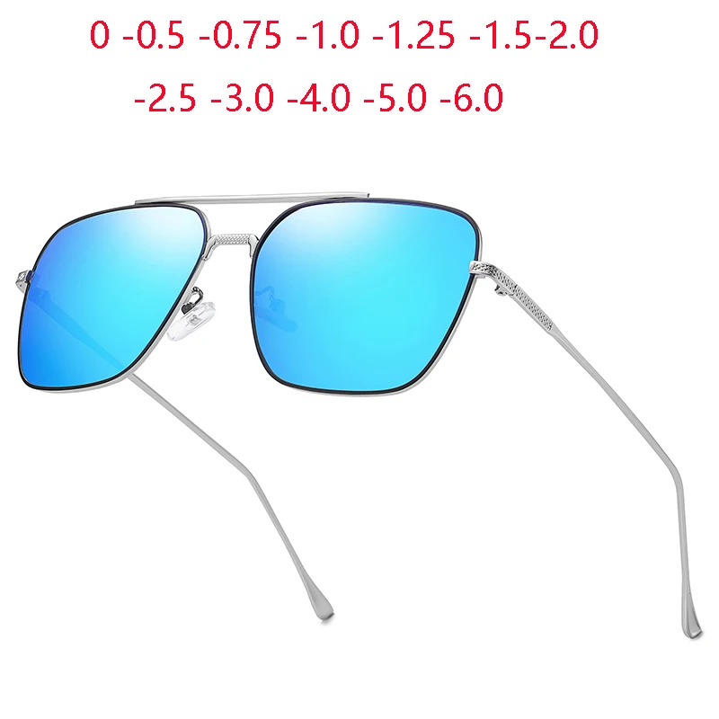 0 -0.5 -0.75 Tot-6 Metalen Vierkante Bijziendheid Zonnebril Mannen Gepolariseerde Anti-Glare Rij-Bril Brillen Op Recept Voor De Bijzienden