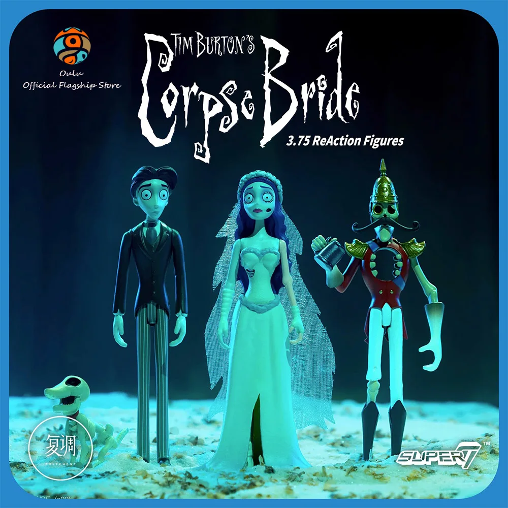 9cm  Super7 Corpse Bride Anime Figure Emily Dort General Action Figure Kawii Card Hanging Series 1 Figure Pvc Model Toys Gifts