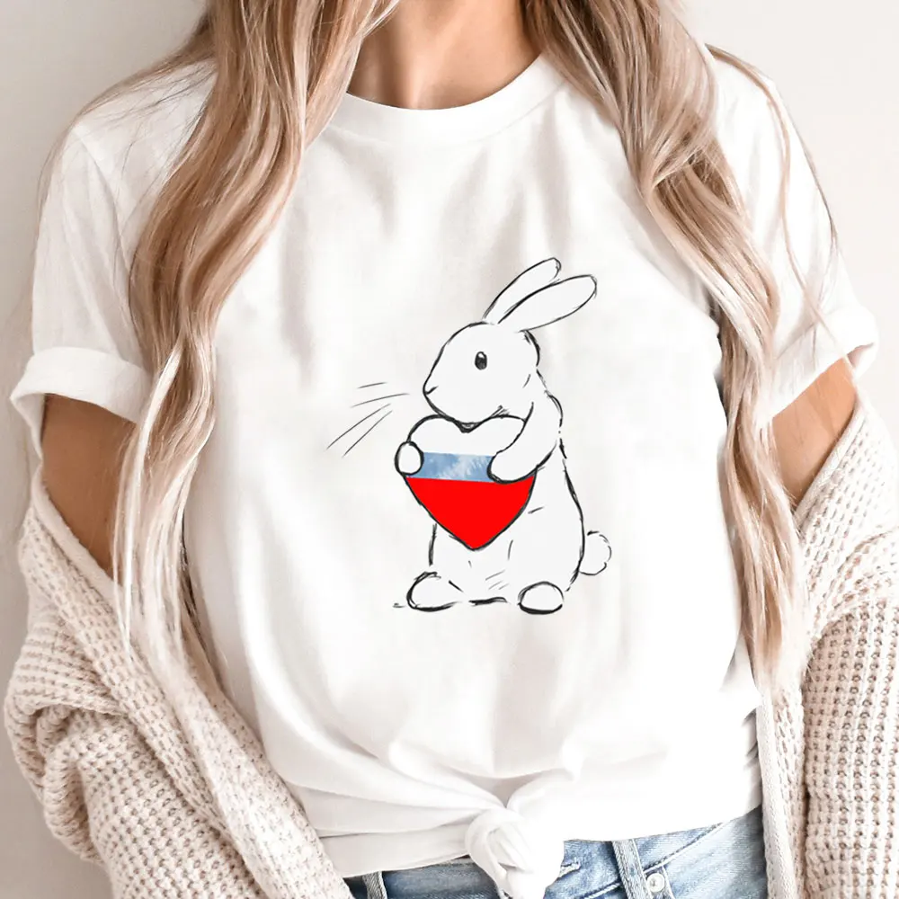 

Cute Bunny New Arrival 100%Cotton Women Tshirt Unisex Funny Summer Casual Short Sleeve Top Country Lover Shirt Gift for Her