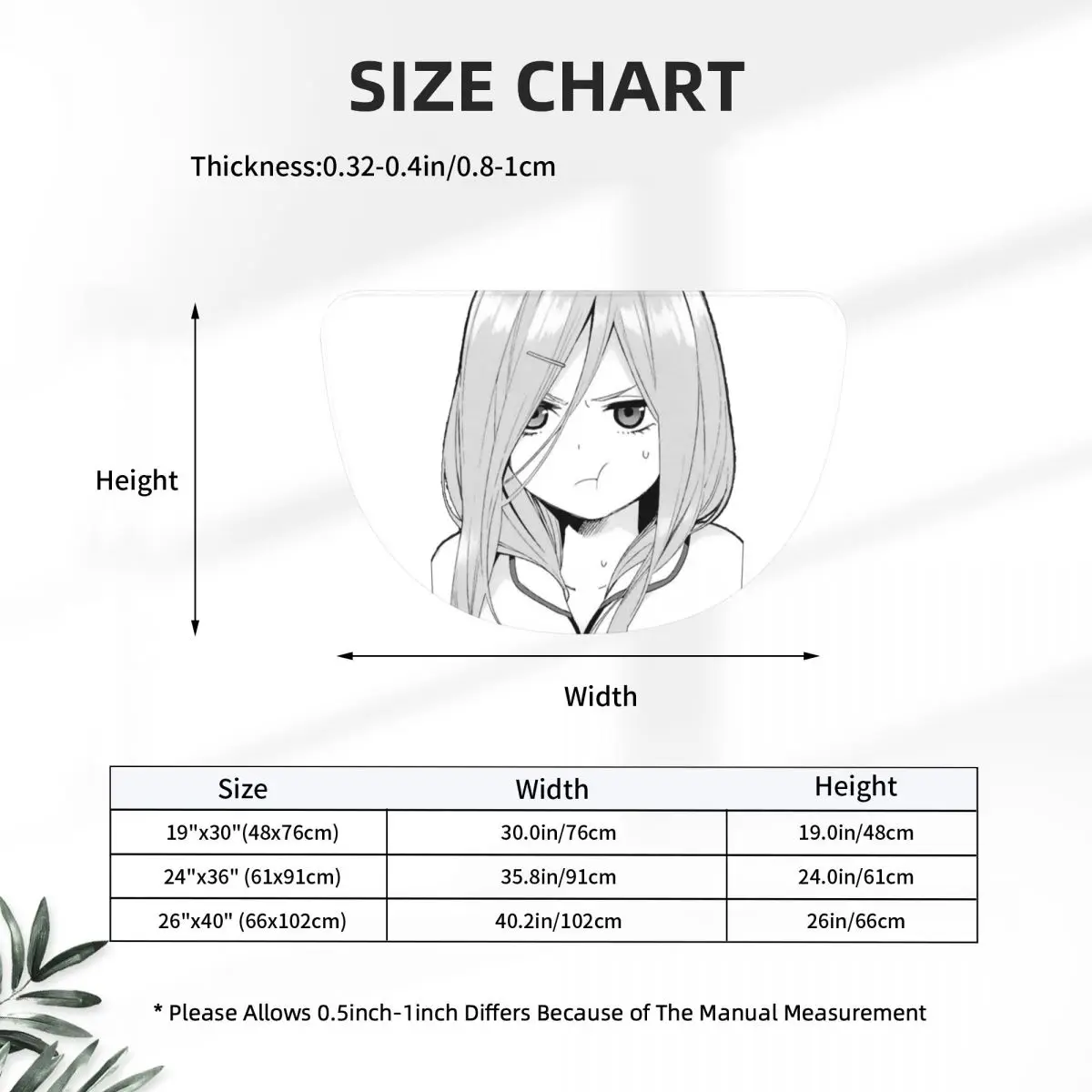 Miku Nakano Waifu Soft Flannel Half Round Doormat Non Slip Bathroom Mat Absorbent Floor Carpet for Laundry Room Bathroom