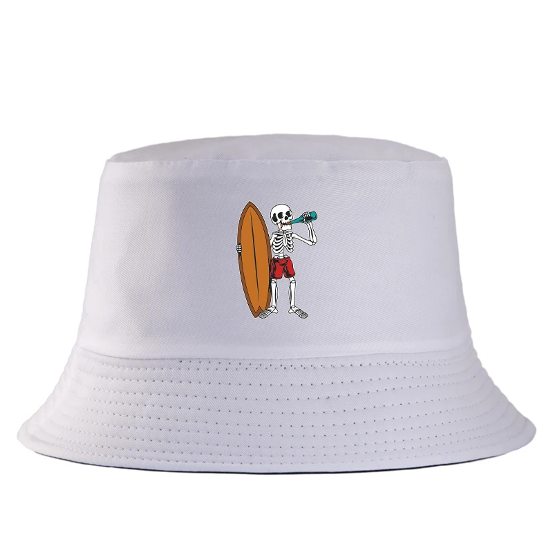 

Двусторонняя панама с принтом Surf Squelette Planche для женщин и мужчин, летняя дорожная повседневная рыбацкая кепка для девочек и мальчиков, хлопковая панама