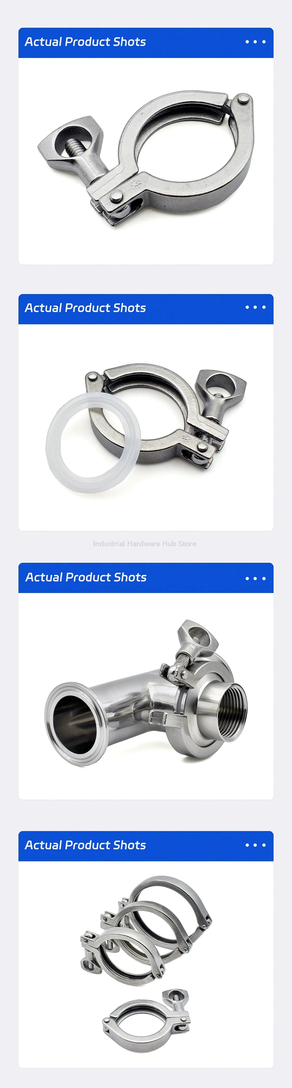 0,5"1"1,5"2"2,5"3"4"/25,4mm 34mm 50,5mm 64mm 91mm 119mm 304 Edelstahl Sanitär Tri Clamp, Schnellspanner Rohrschellenverschraubung – Detail 4