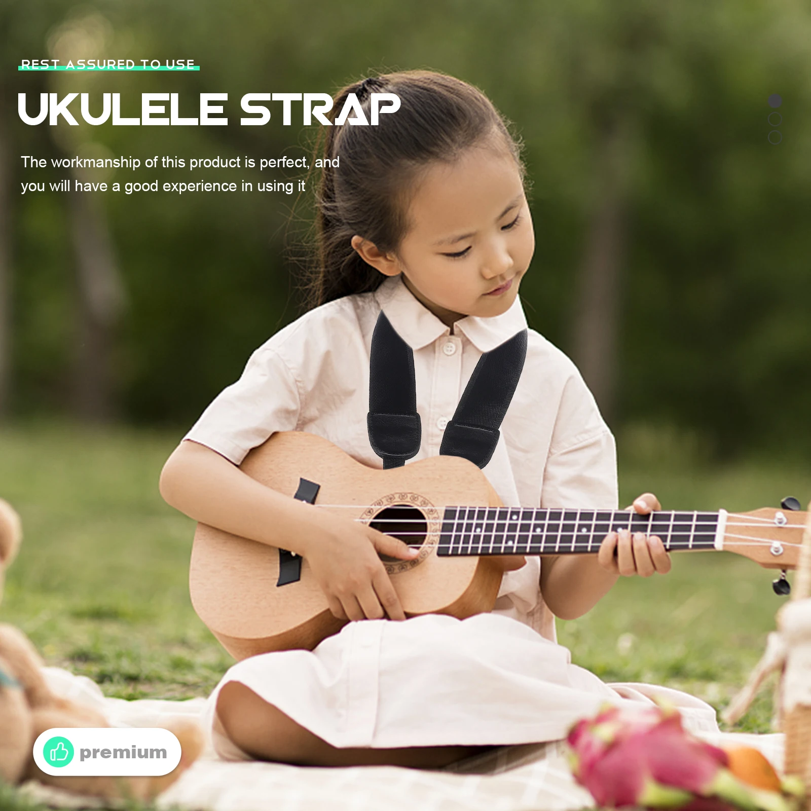 

Durable Nylon Strap Adjustable Button Type Comfortable Neck Belt Dirt-Resistant Long-Lasting Ukulele Accessory Portable Simple