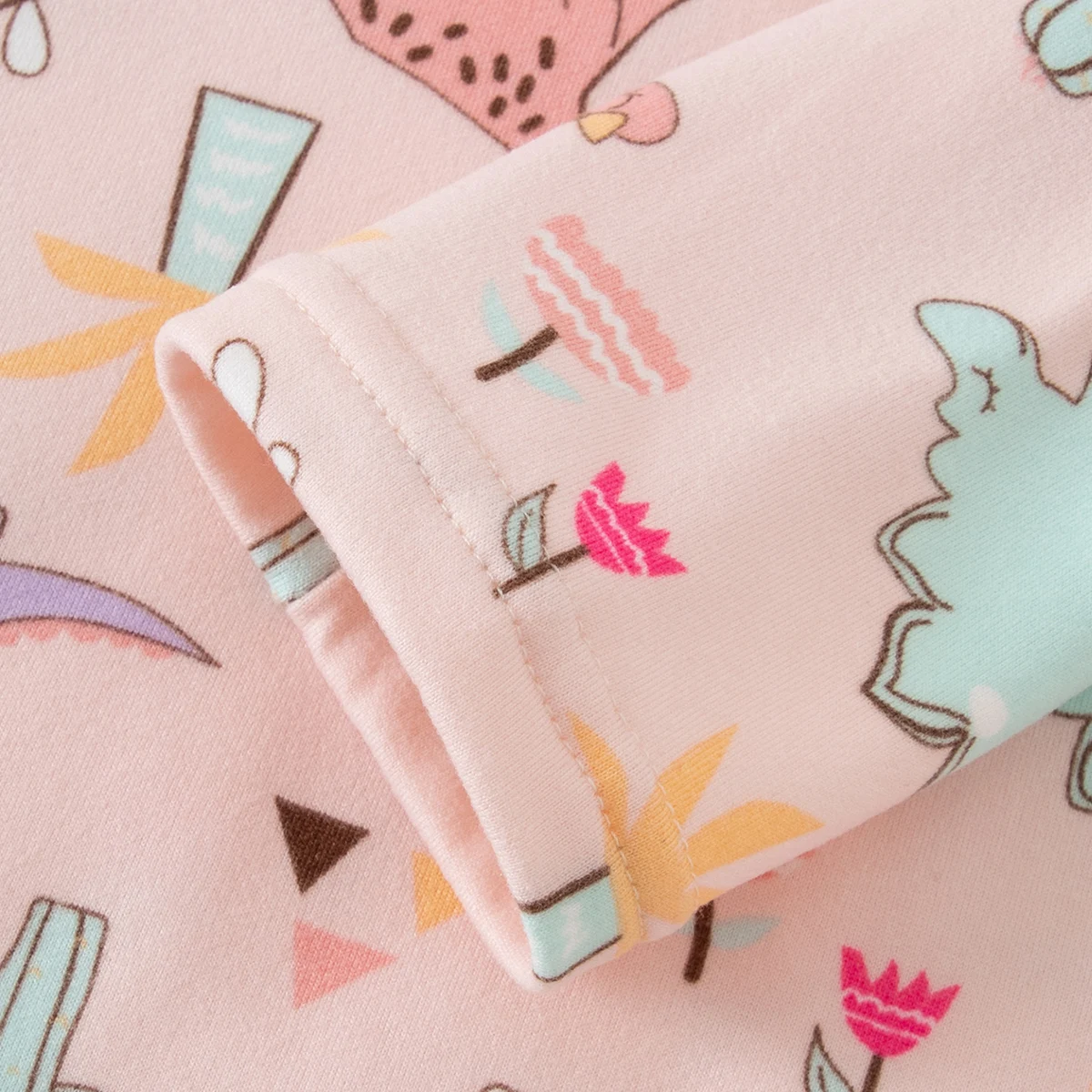 2-teiliges Set aus süßer und niedlicher bedruckter, warmer und dicker Unterwäsche für Mädchen im Herbst und Winter, bequemes langärmeliges Hausset – Detail 12