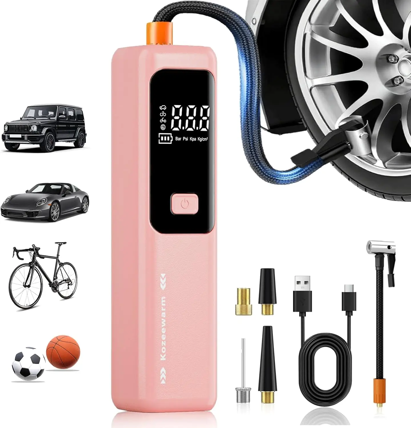 

Portable Tire Inflator – Cordless Rechargeable Digital Air Compressor for Car, SUV, Motorcycle, Bicycle