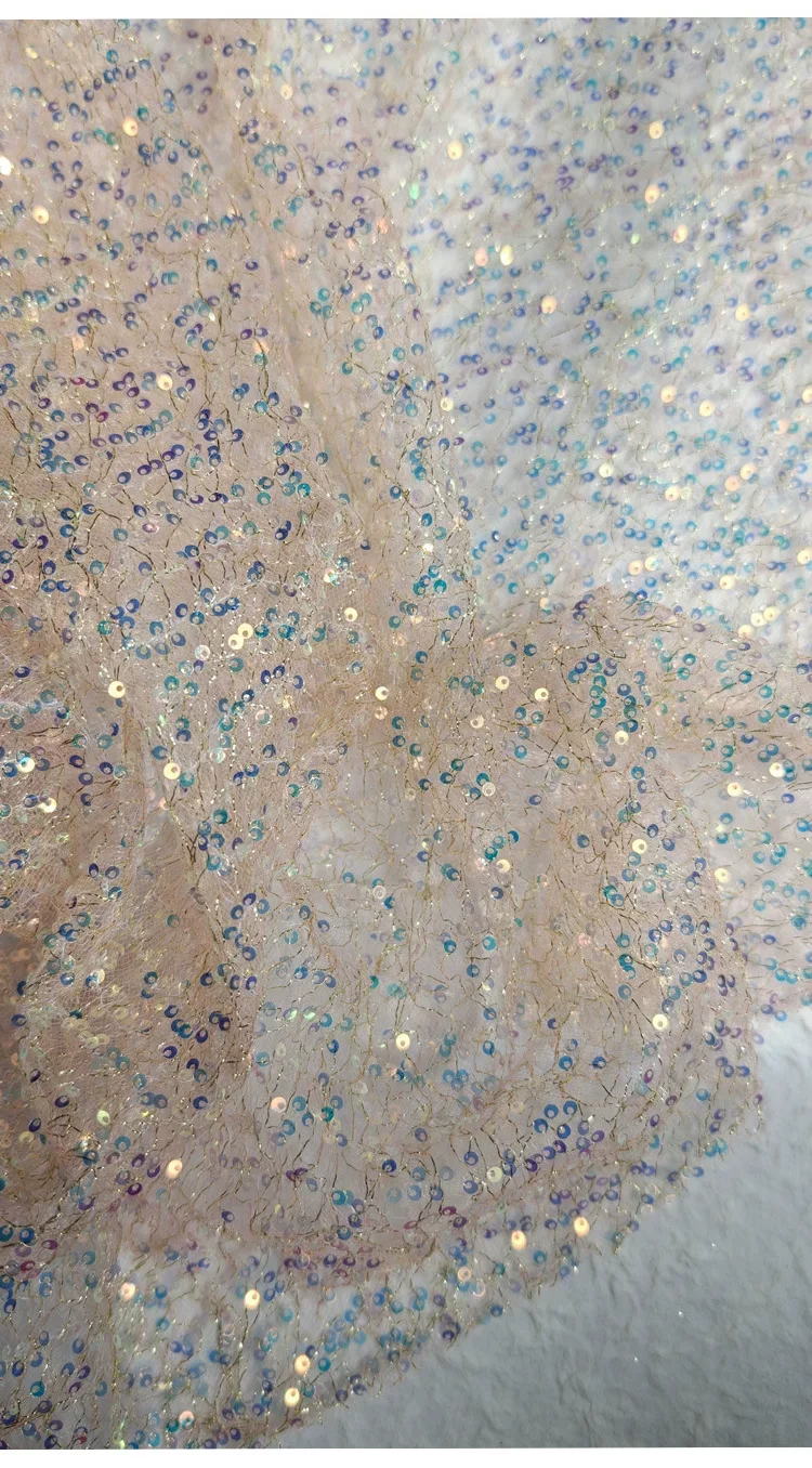 1yard Flowing light sequin heavy embroidery fabric,DIY Stage background,Wedding Dress designer style fabric for clothing