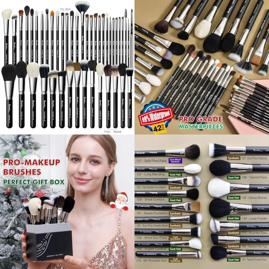 

Makeup Artist MUST HAVES 42Pcs Makeup Brushes Set with Real Natural Goat Hair (42Pcs Matte Pearl Black)