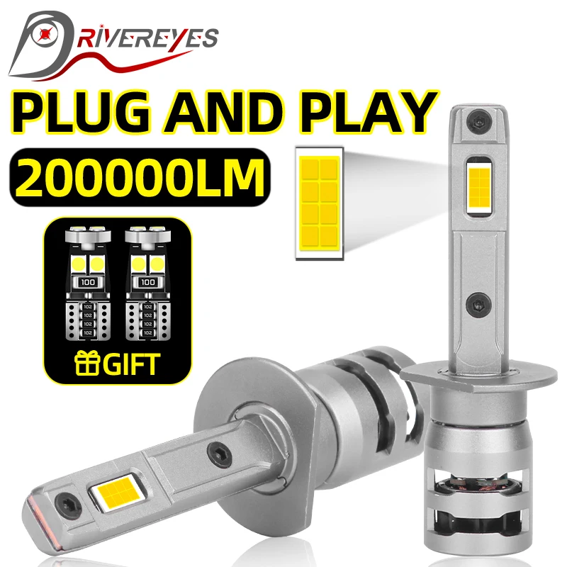 

2PCS H1 Светодиодные лампы 200000 LM 6500K Белые фары 16PCS 5570 CSP чип STG PTF 500W Мощность 1: 1 Мини - диод 12V 24V