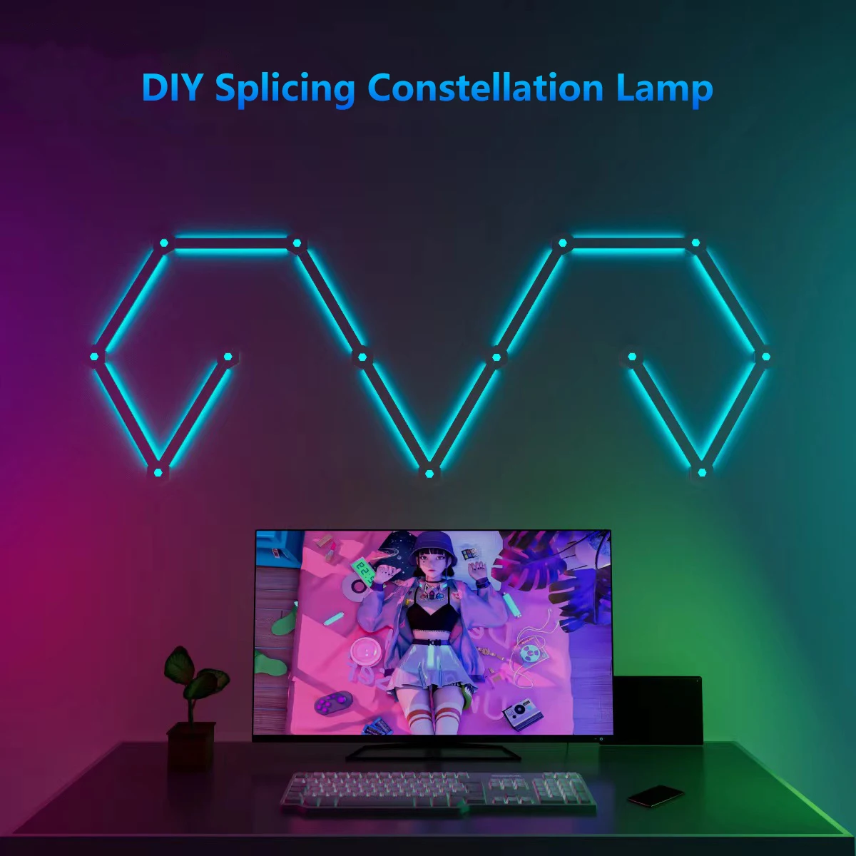 WIFI LED inteligentne oświetlenie ścienne lampki RGBIC synchronizacja muzyki DIY Splicing konstelacja lampka nocna obsługa Alexa asystent Google