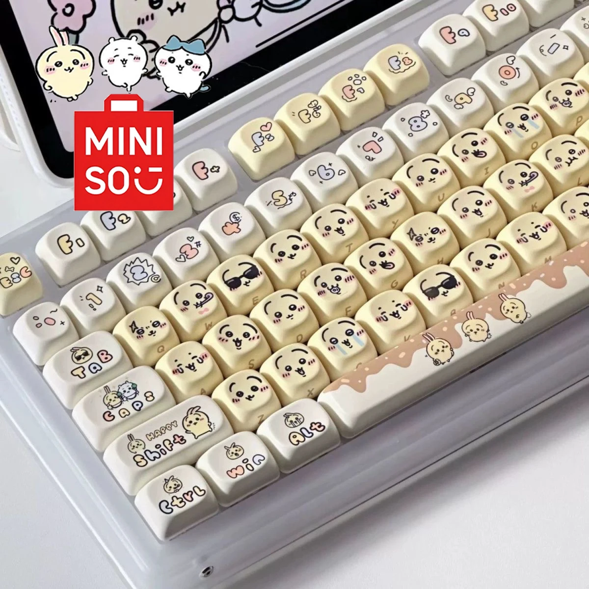 

Miniso Usagi Cute Anime keycaps kawaii Mechanical Keyboard Keycap Chikawas Hachiware MOA 131 Keys Girl's birthday gift