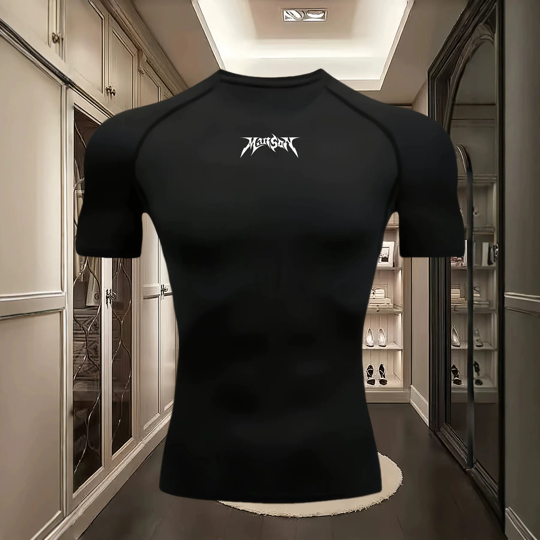 Fitness clothes men's outdoor sports quick drying short sleeved t-shirt training pro running stretch tight fitting clothes yoga