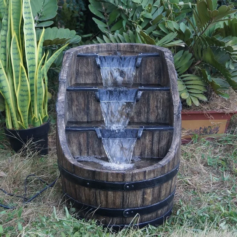 Garden Resin Fountain Flowing Water Culture Stone Decoration Balcony Garden Circulating Water Floor Landscape Ornament