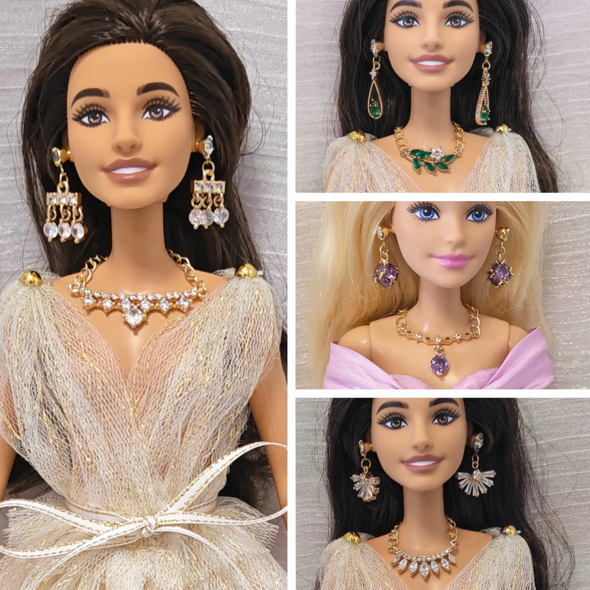 1/6 Doll Jewellery Multi-Style Luxury Diamond Necklaces+Premium Diamond Earrings For FR Babi Supermodel Doll PRE-ORDER: 5 DAYS