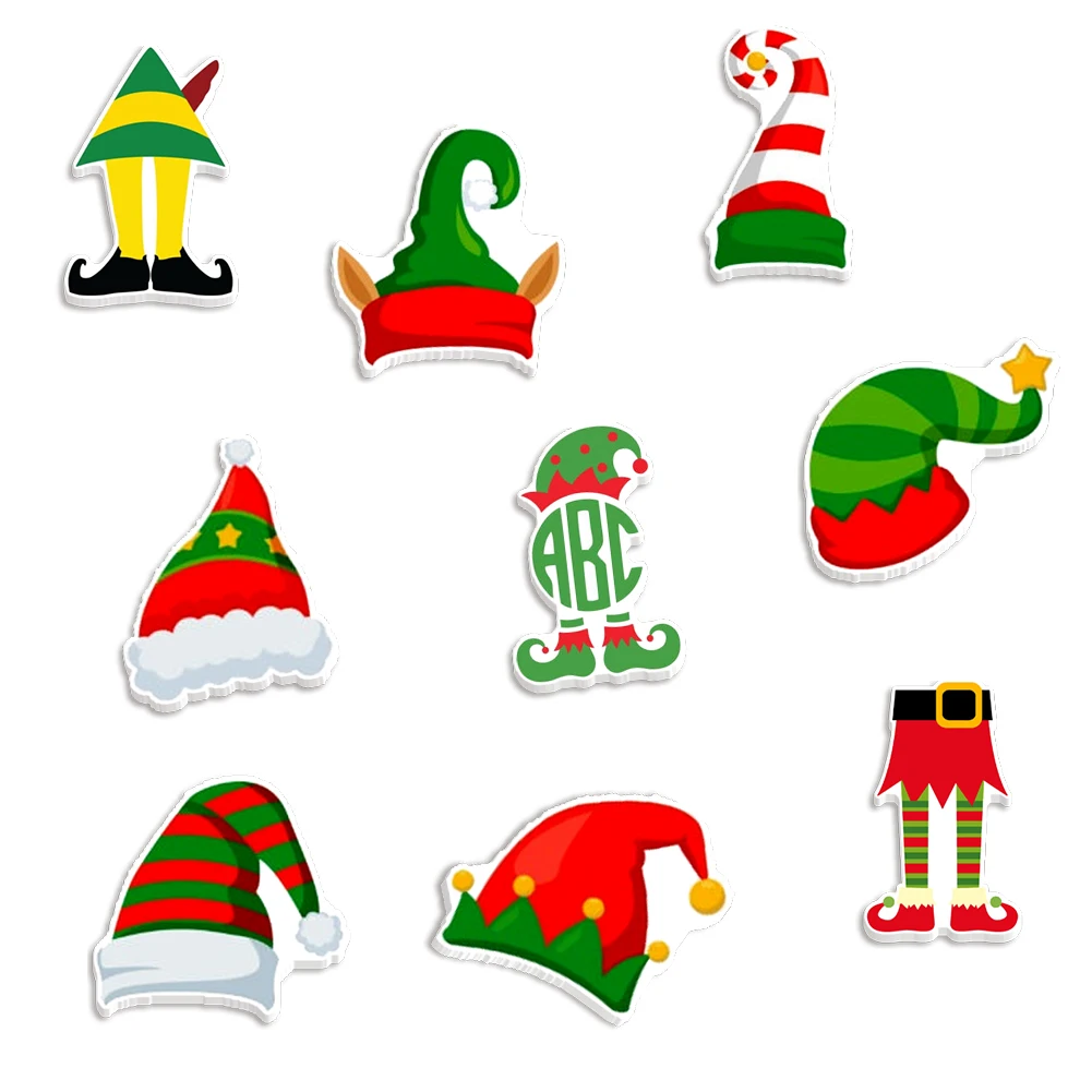 

30Pcs/lots Christmas Elves Clothes and Hats Planar Resin Flat Back Cabochon DIY Bow Kids Crafts Decorations Handmade Material