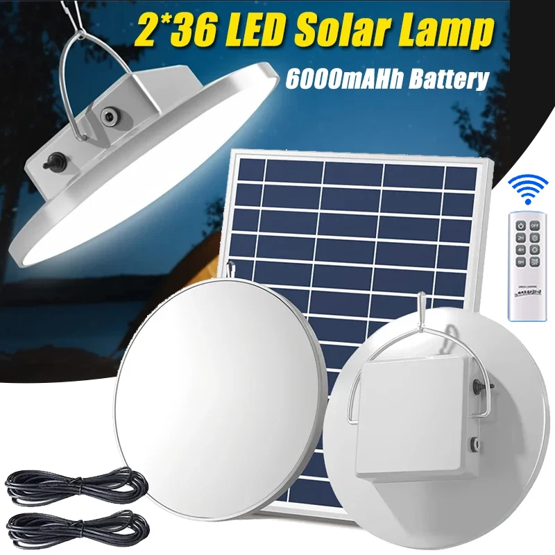 

Upgraded Solar Pendant Lights with Remote Control Outdoor Indoor Auto On Off Solar Lamp for Barn Room Balcony With 3m Line