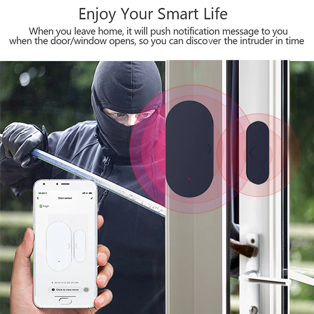 Tuya Zigbee Door And Window Magnetic Sensor Wireless Connection Smart Home Wireless Door Detectors Door Magnetic Automation