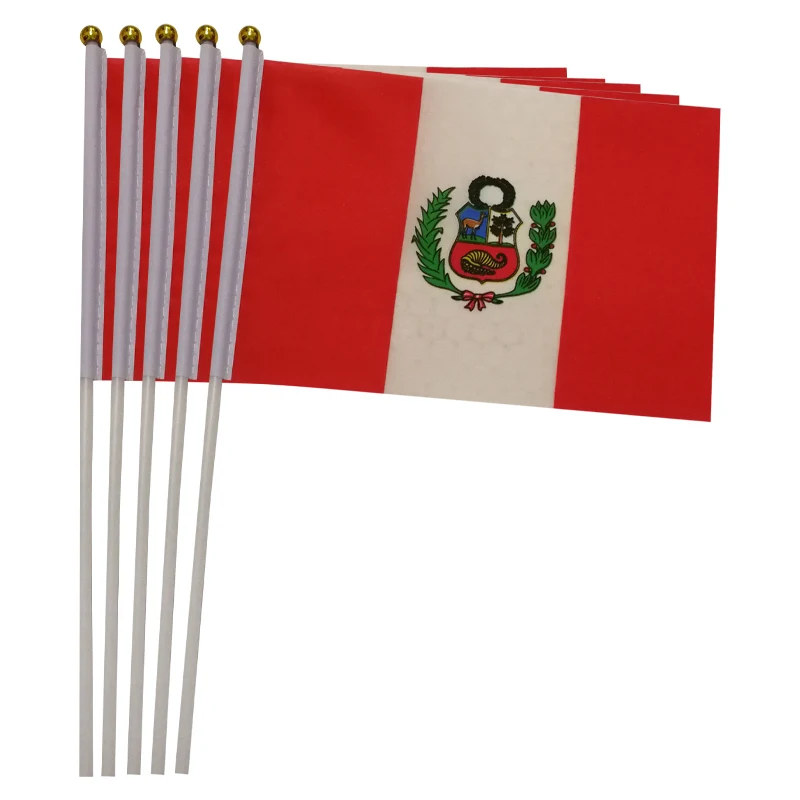 

xvggdg 100pcs 14 * 21cm peru hand flag peru Hand Waving National Flag