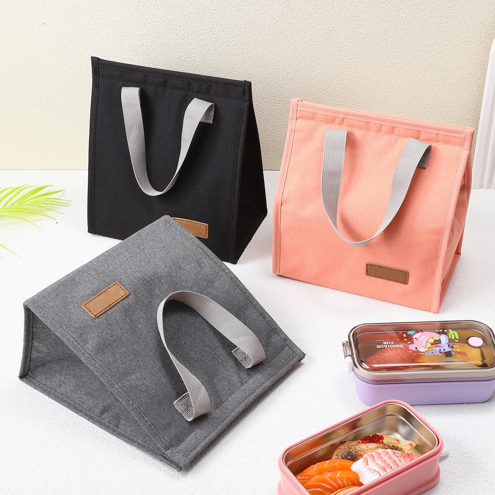 

3 pcs Insulated Lunch Bags Reusable Tote Bags Containers For Office School Picnic Travel Large Capacity Cooler Bag For