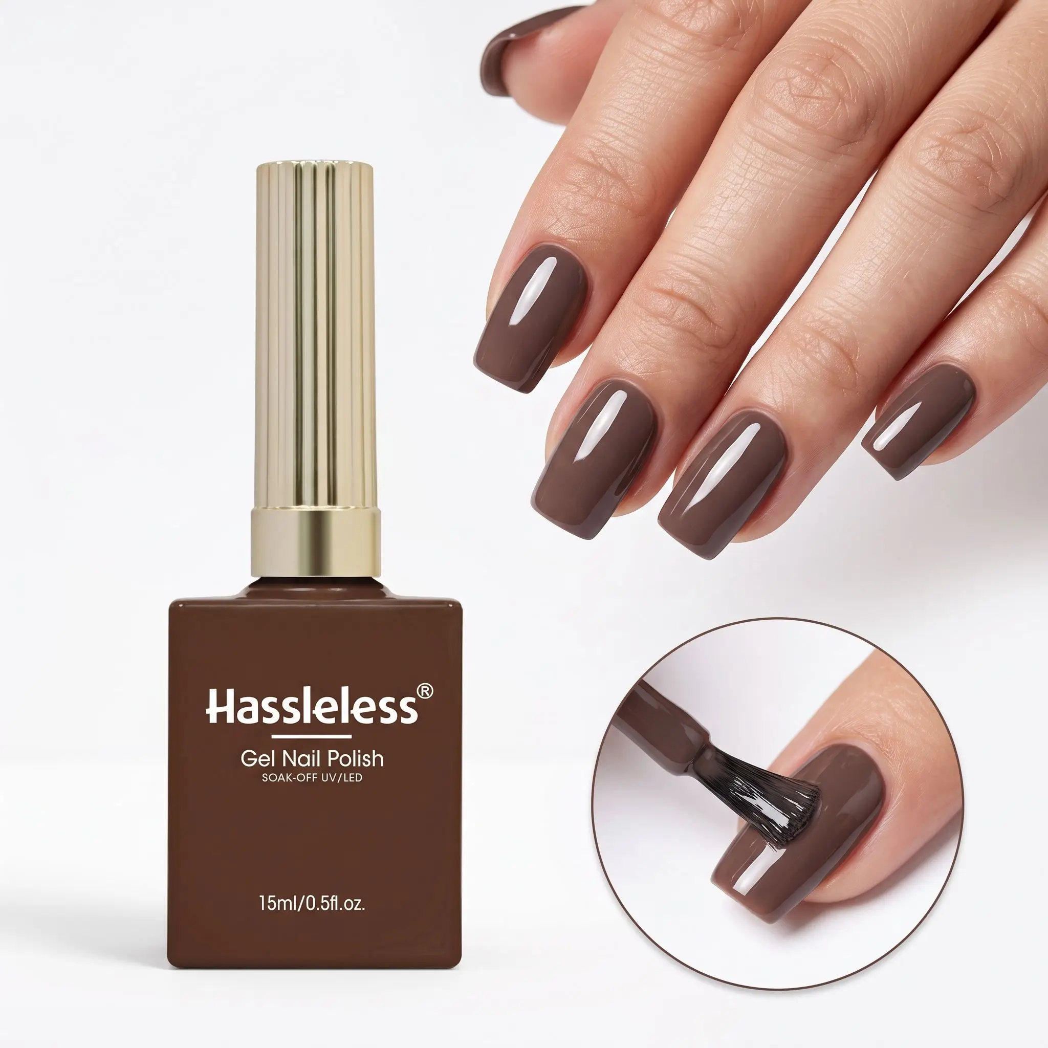 Hassleelss 1 Stück Gel-Nagellack 0,5 Unzen, braune Serie, geeignet für Salon- oder Heimmaniküren. – Detail 3
