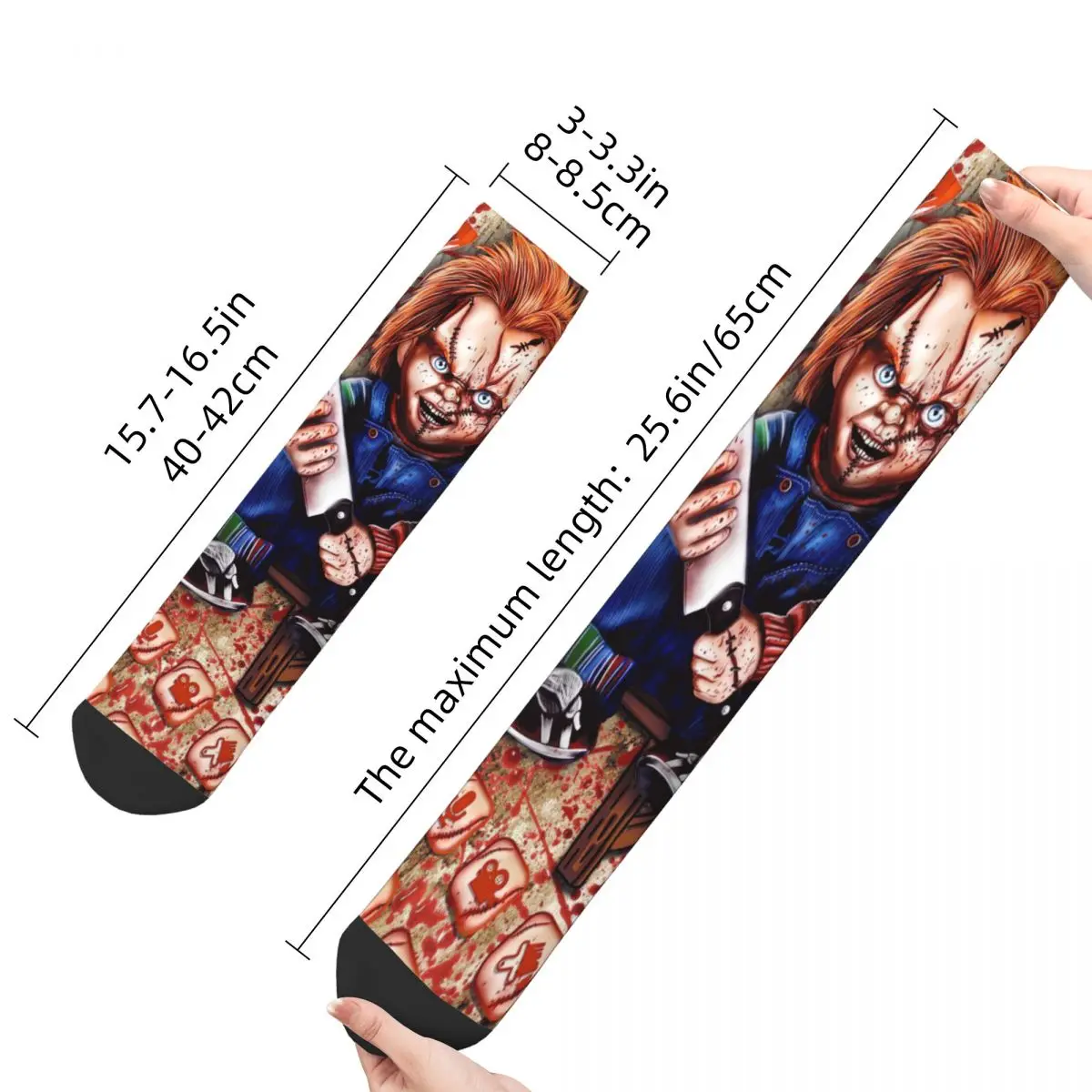 Autumn Winter Cool Unisex Chucky Childs Play Socks Horror Movie Halloween Non-slip Basketball Socks