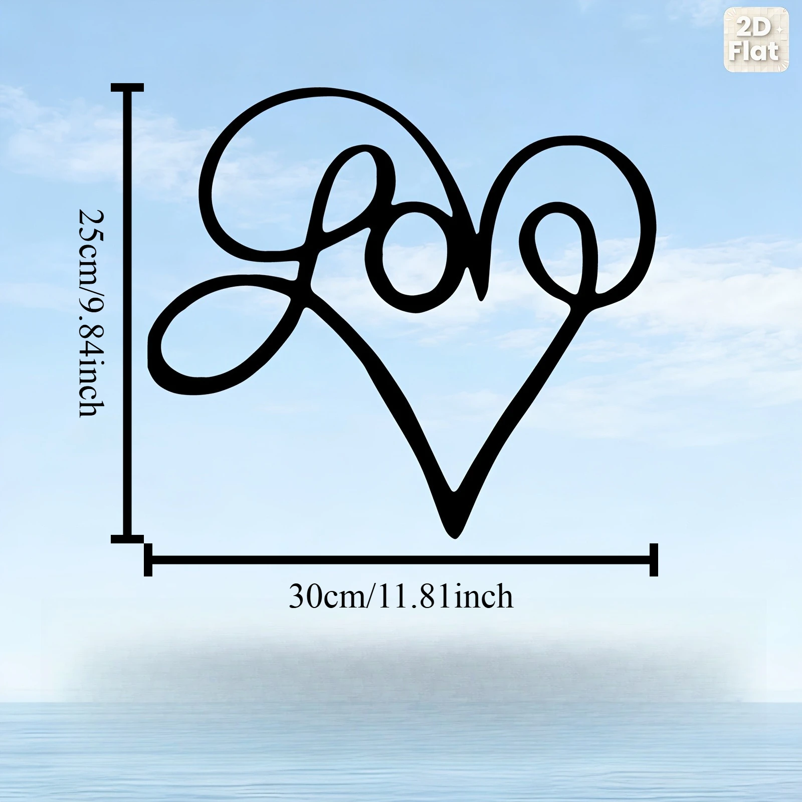 Metal Wall Art Love Heart Cursive Letter O Vintage Iron Rust Resistant Rustic Hanging Romantic Decor for Bedroom Wedding Gift