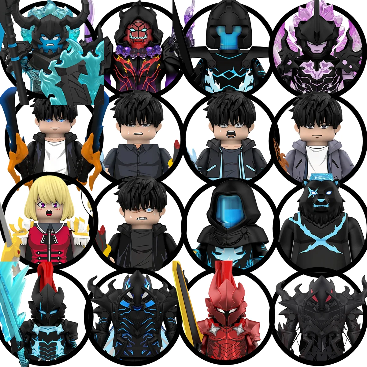 

Blind Box WM3032 Anime Sung Jinwoo Lgris Beru Bellion Tusk Fang Hunter Level Up Mini Building Blocks Figures Festival Gitfs Toys