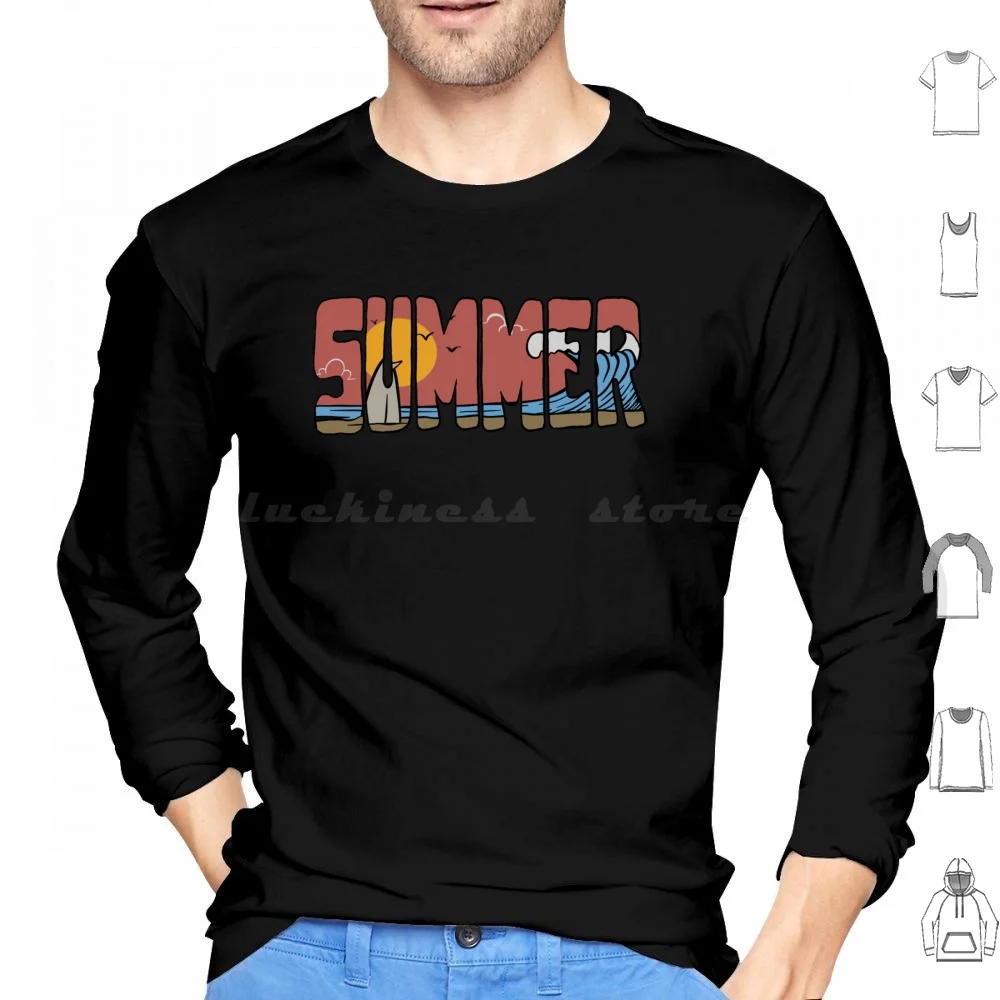 Summer Hoodies Long Sleeve Summer Sea Beach Ocean Surf Surfing Summertime Summervibes Waves Sunset